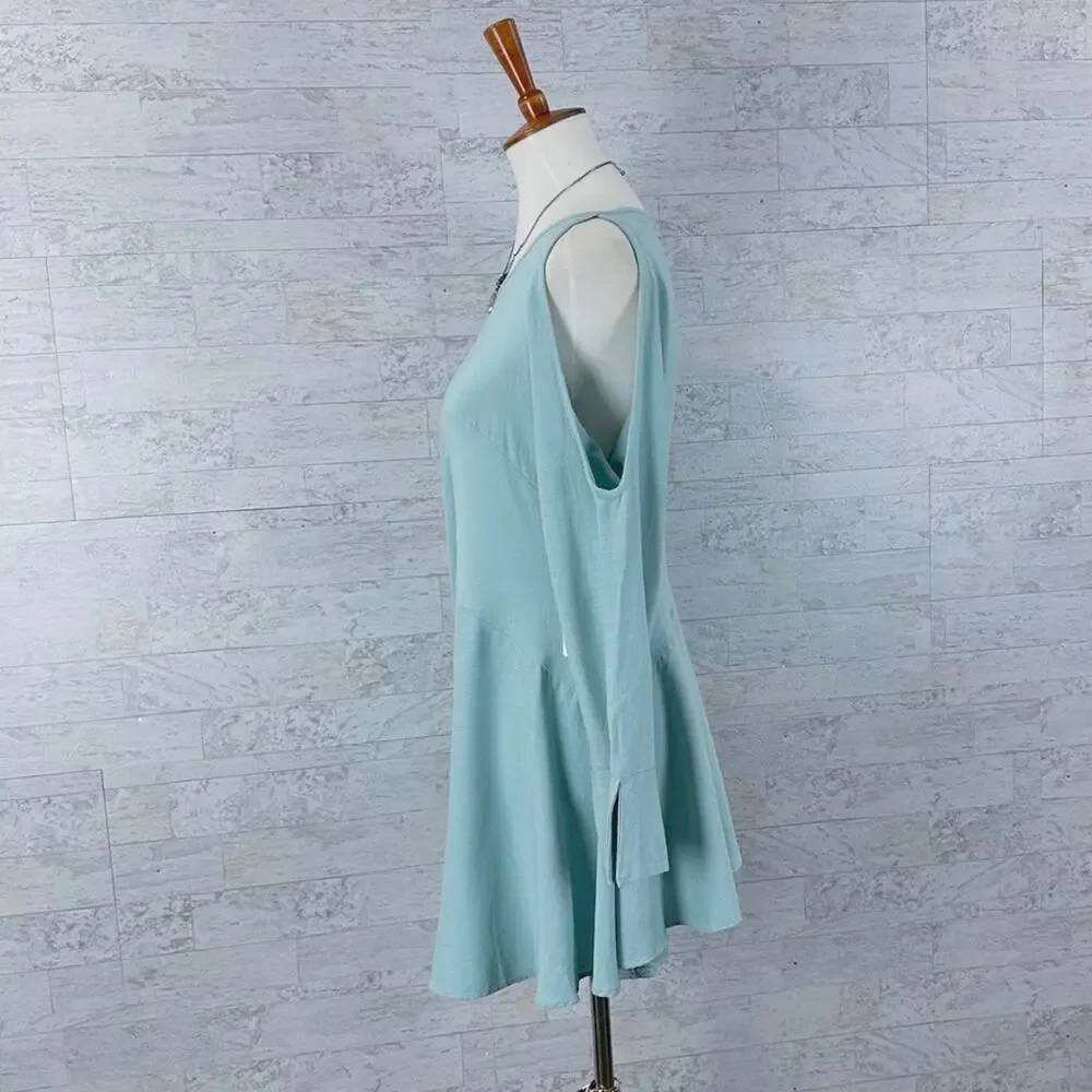 Free People Clear Skies mint long sleeve cold shoulder tunic dress - Picture 3 of 8